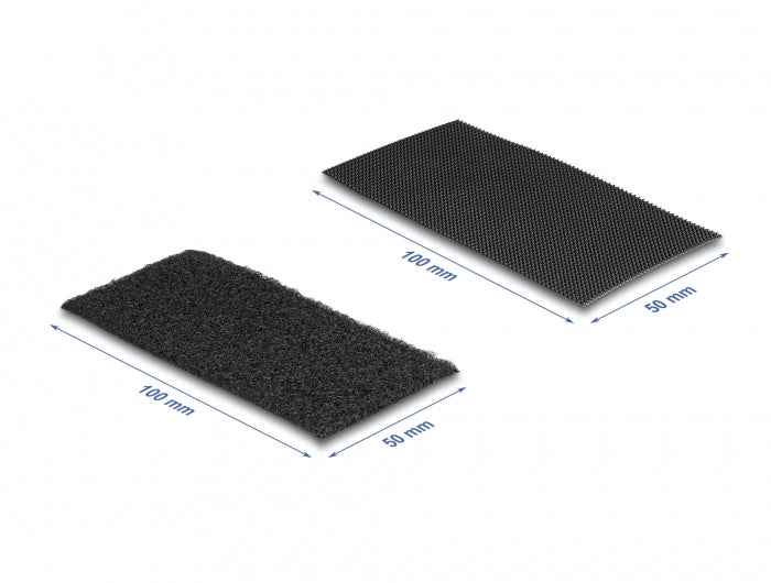 DeLOCK Klettpad, selbstklebend, 50 mm × 0,11 m, schwarz, 10 Stück
