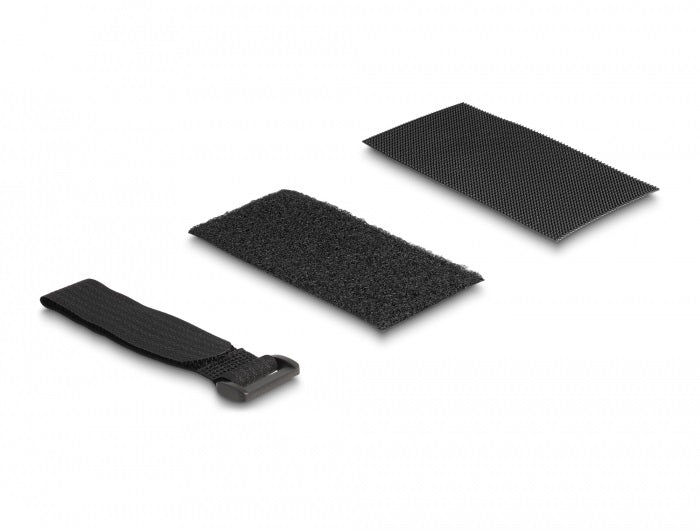 DeLOCK Klettpad, selbstklebend, 50 mm × 0,11 m, schwarz, 10 Stück