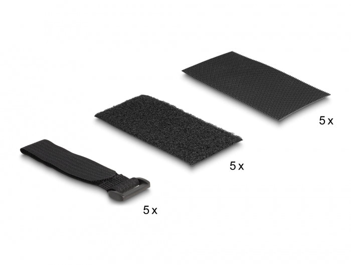 DeLOCK Klettpad, selbstklebend, 50 mm × 0,11 m, schwarz, 10 Stück