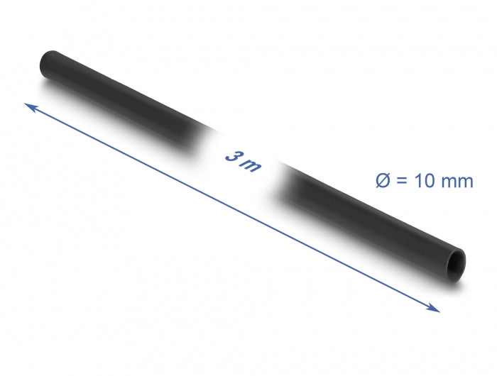 DeLOCK Kabelschlauch, Ø 10 mm × 3 m, elastisch, VW-1 – schwarz