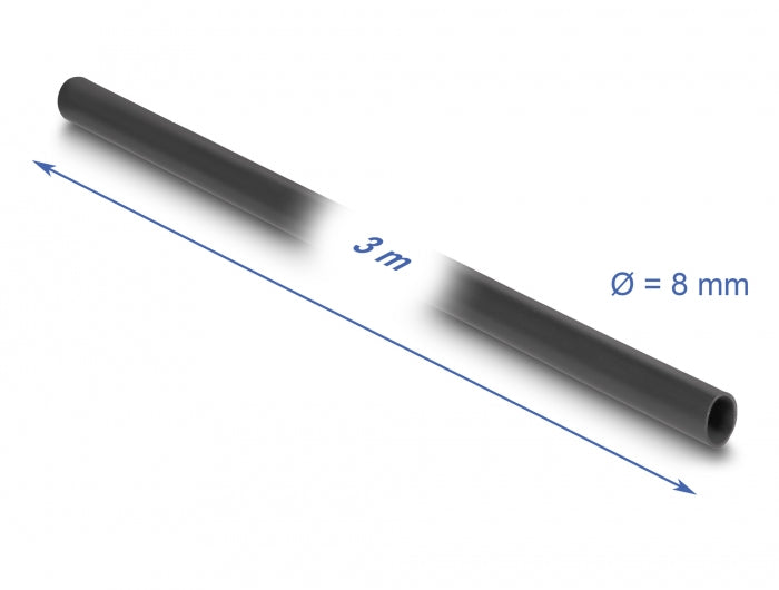 DeLOCK Kabelschlauch Ø 8 mm × 3 m, PVC, elastisch, VW-1 – schwarz