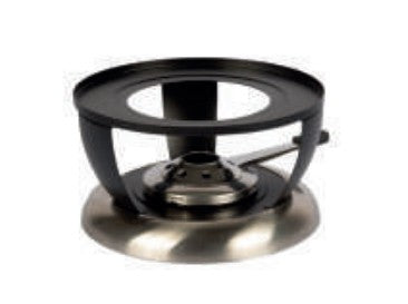 Stöckli Bellavista Inox – Rechaud Ø 20 × 12,5 cm, Edelstahl, Silber/Schwarz, mit Pastenbrenner