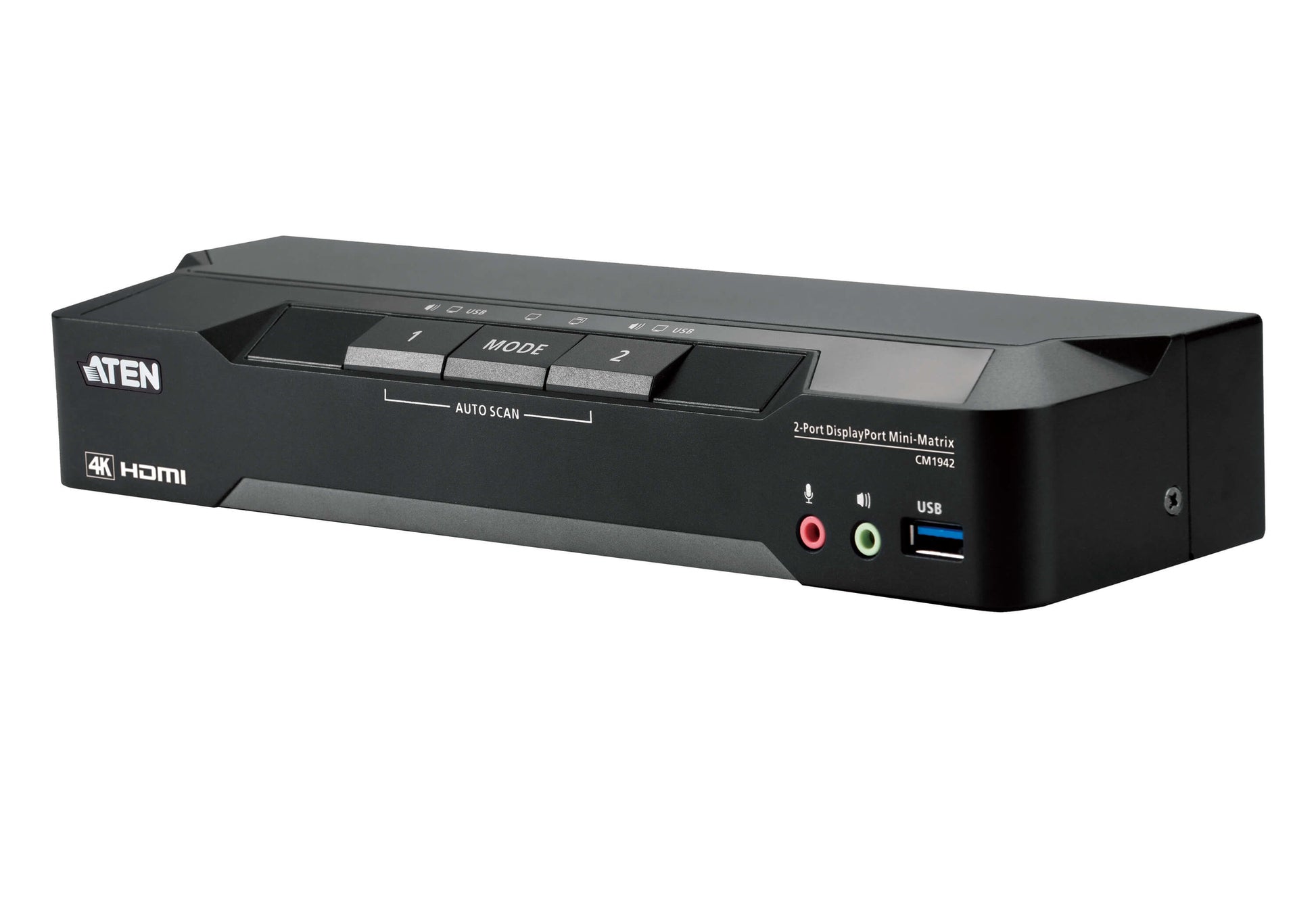 ATEN CM1942 – KVM-Switch 2×1, DisplayPort/HDMI/USB 3.2 Gen 1, 4K (4096 × 2160), 5 Gbit/s, HDCP