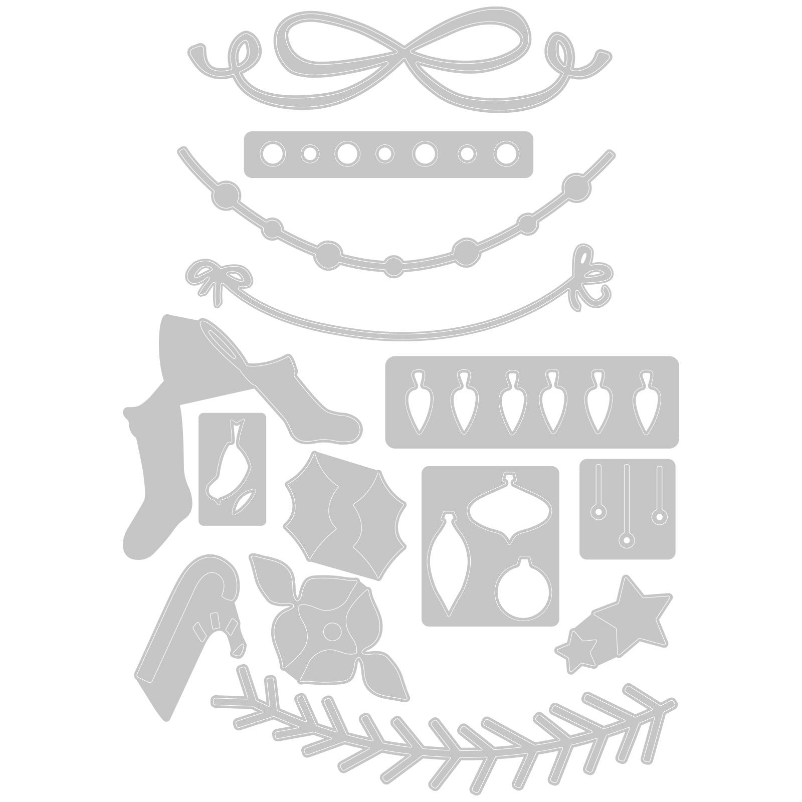 Sizzix 664701 – Stanzschablone Weihnachtsbord, 14 Teile
