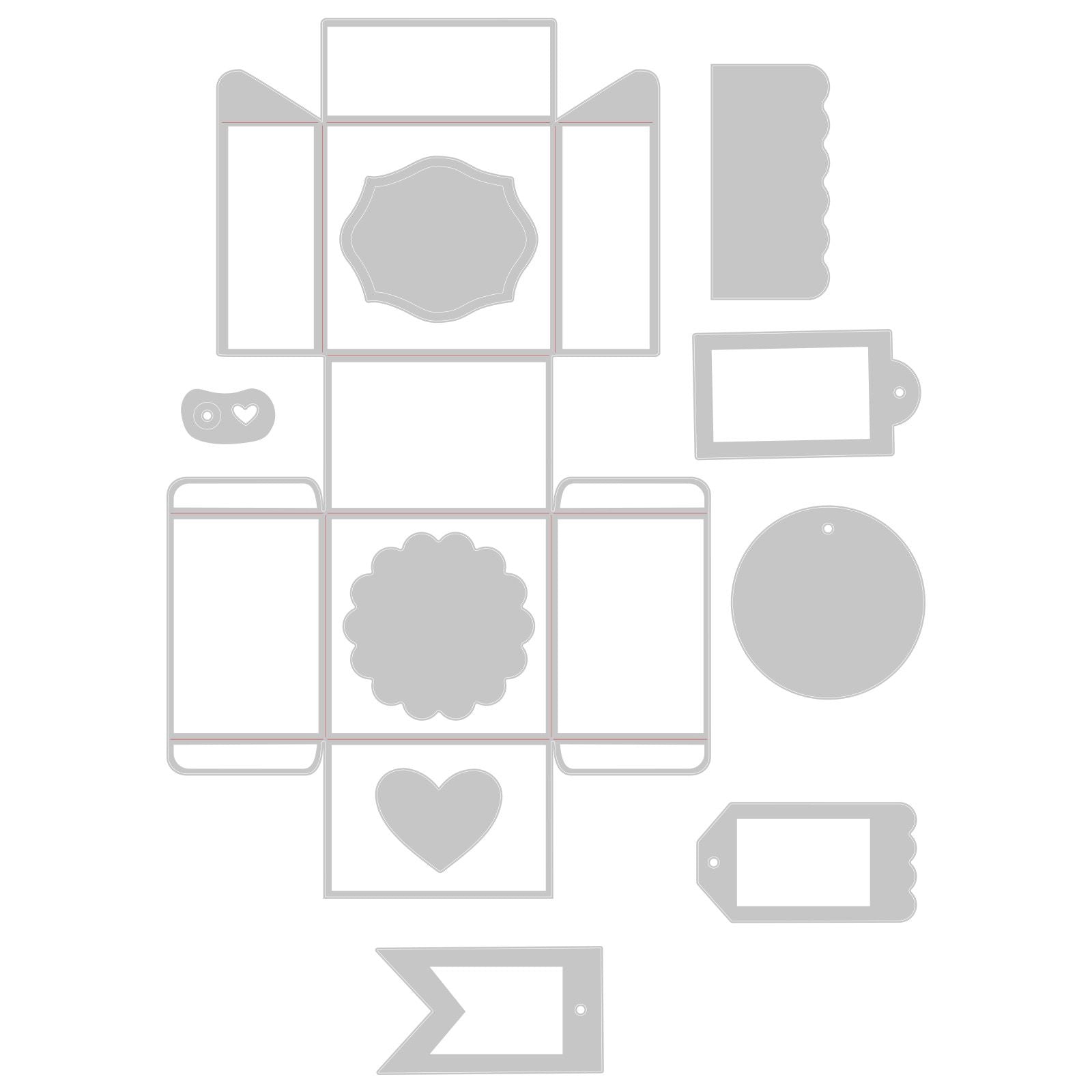 Sizzix Thinlits Plus – Stanzschablone, diverse Motive, 10er Set, farbig sortiert