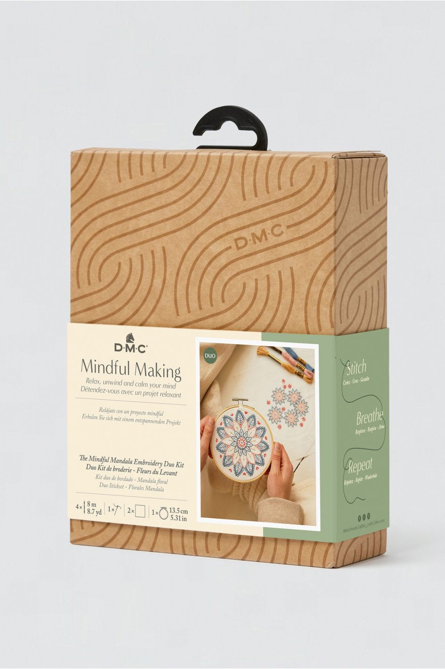 DMC Mindful Making – Nähset – Blumen-Mandala – 10-teilig – 8 m Baumwolle, Bambus