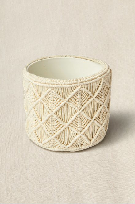 DMC Makramee-Set – Topf-Abdeckung Boho – 14 × 17 cm – 8-teilig – 80% Baumwolle, 20% Polyester – Beige