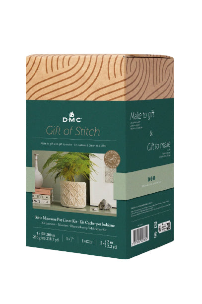 DMC Makramee-Set – Topf-Abdeckung Boho – 14 × 17 cm – 8-teilig – 80% Baumwolle, 20% Polyester – Beige