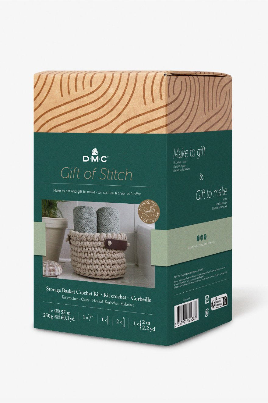 DMC CR104K Häkelset Hellbeige – 9 Stk., Aufbewahrungskorb 17 cm×11 cm, 80% recycelte Baumwolle/20% Polyester