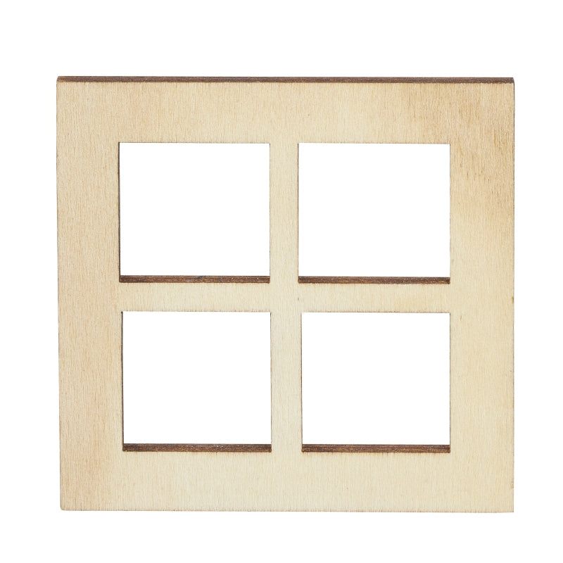 HobbyFun Holzrohling Mini-Haus Fenster, Set à 3, 7 × 7 cm