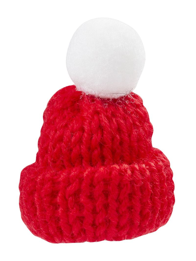 HobbyFun Mini-Strickmütze, Polyester, 4,5 cm, Set à 2, Rot