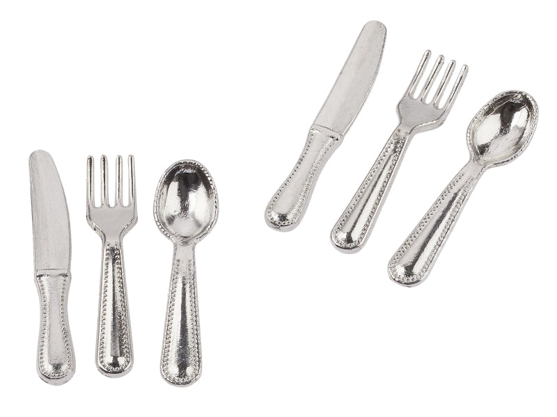 HobbyFun Mini-Küchen-Besteck, Metall, Silber, Set à 12, 20 mm