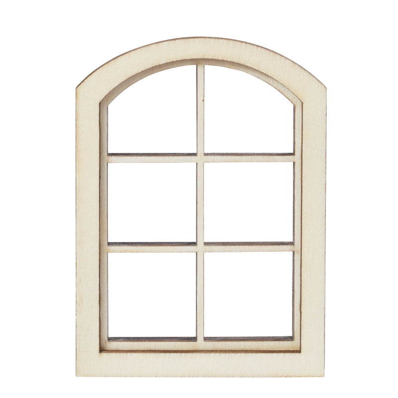 HobbyFun Holzrohling Mini-Hausfenster, 1 Stk, 7,5 × 10 cm, natur