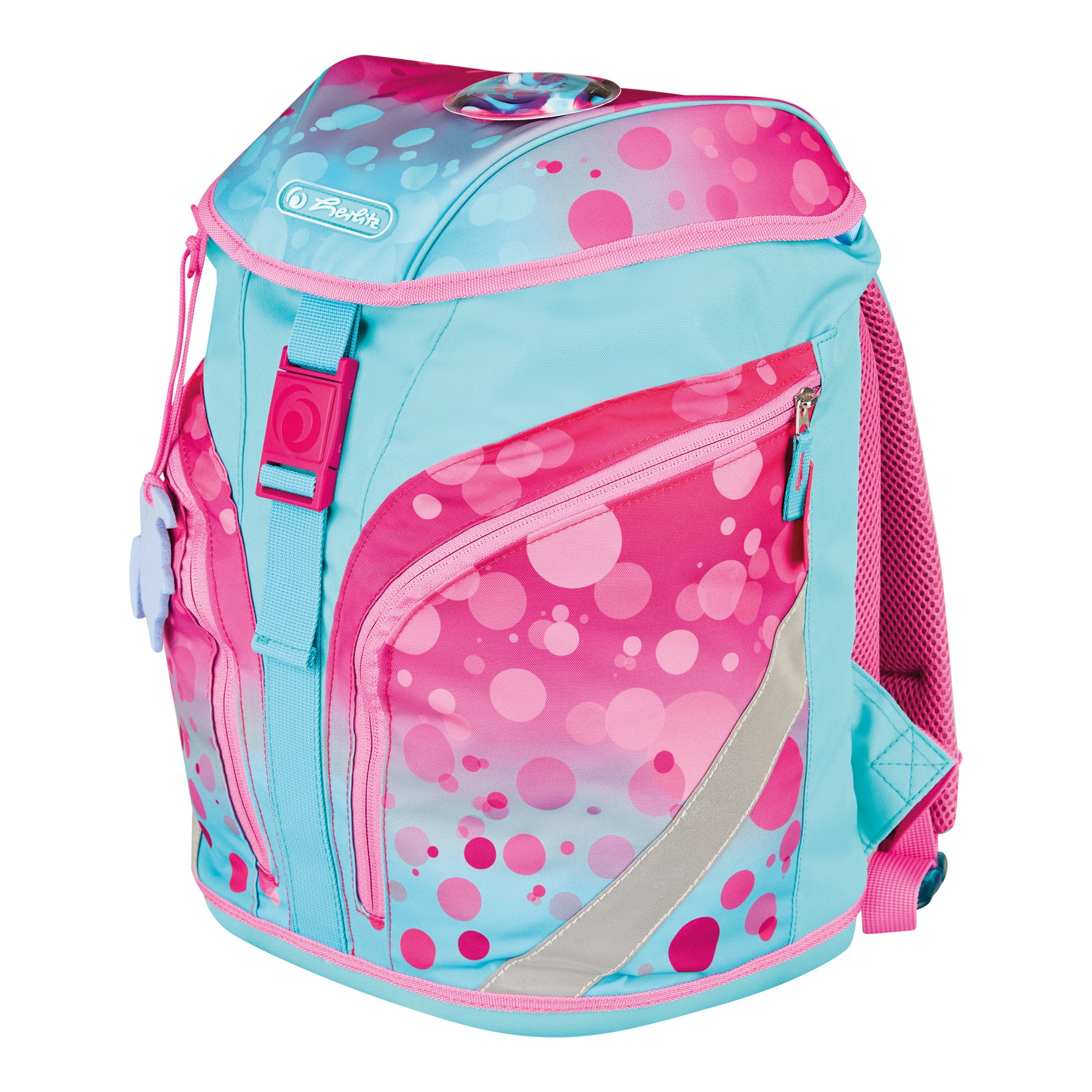 Herlitz SoftLight Plus – Schulrucksack-Set 5-teilig, Pink Bubbles, 16 l, 28×38×23 cm, Magnetschloss