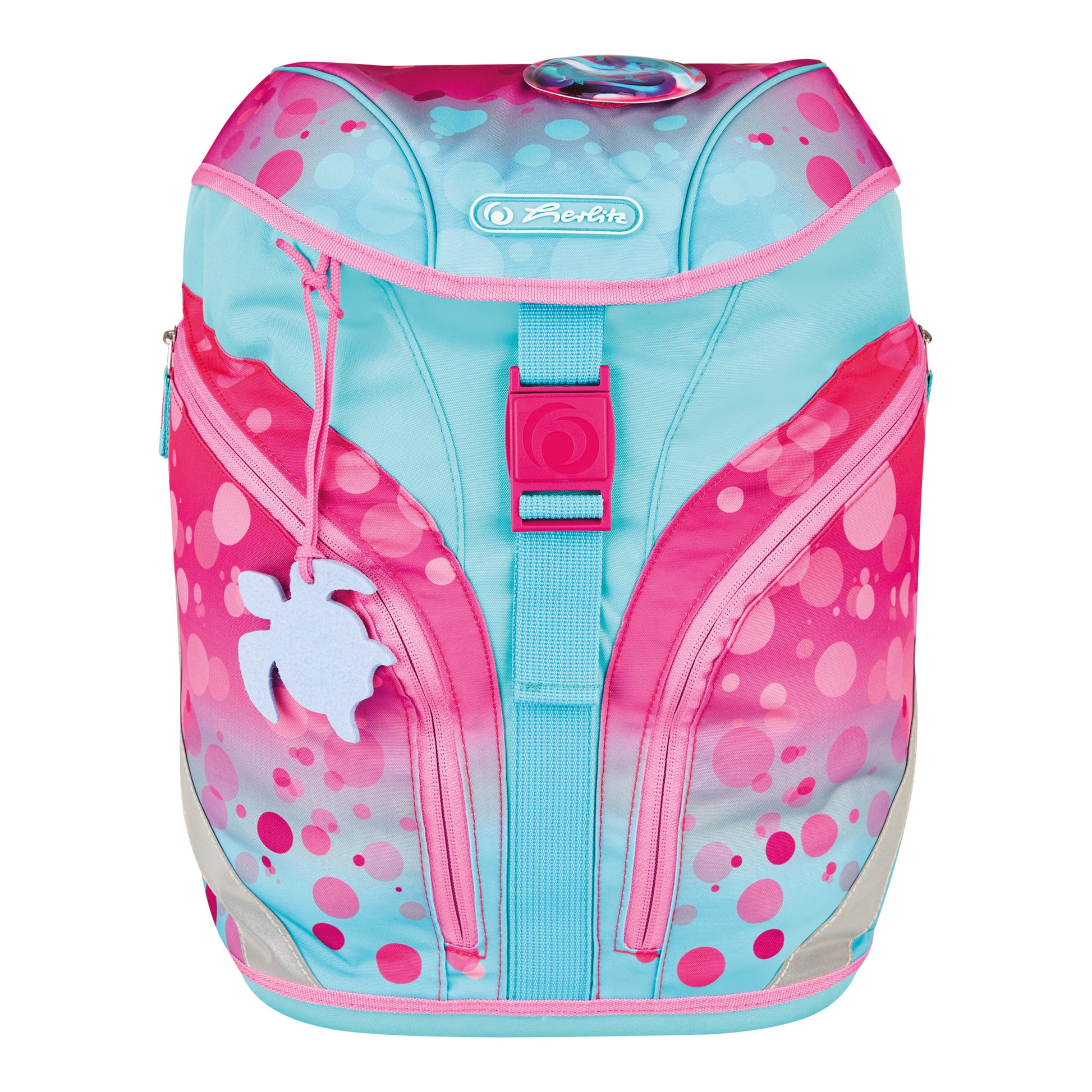 Herlitz SoftLight Plus – Schulrucksack-Set 5-teilig, Pink Bubbles, 16 l, 28×38×23 cm, Magnetschloss