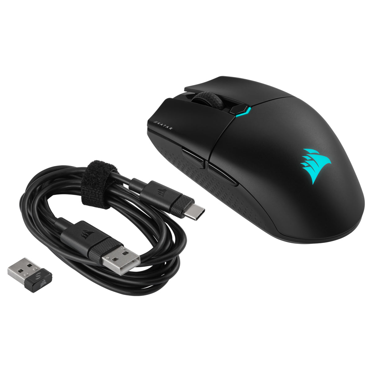 Corsair KATAR ELITE Wireless Gaming-Maus – kabellos, 6 Tasten, für Rechtshänder, integrierter Speicher, schwarz