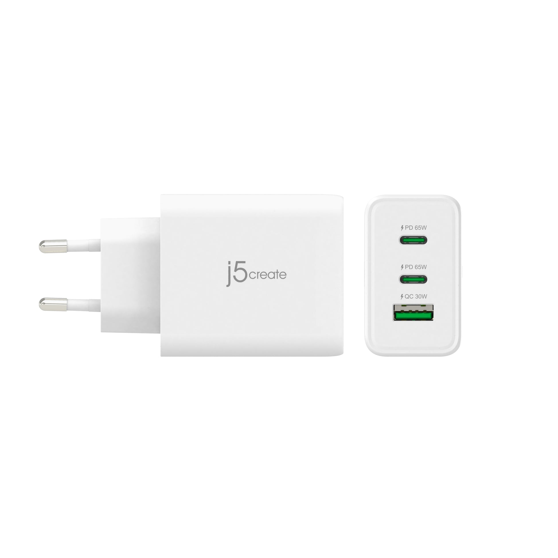 j5create Ladegerät (EU) – 65 W, 3× USB-C, GaN