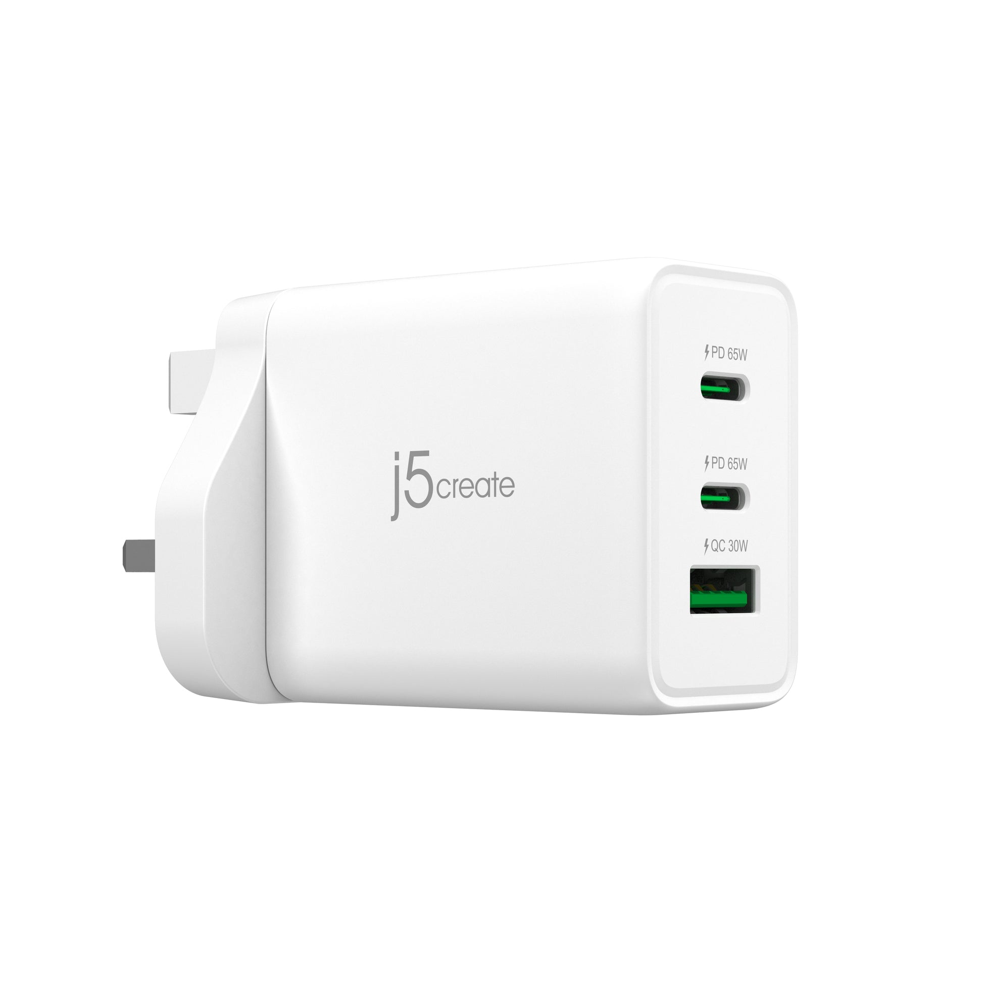 j5create Ladegerät (UK) – 65 W, 3× USB-C, GaN