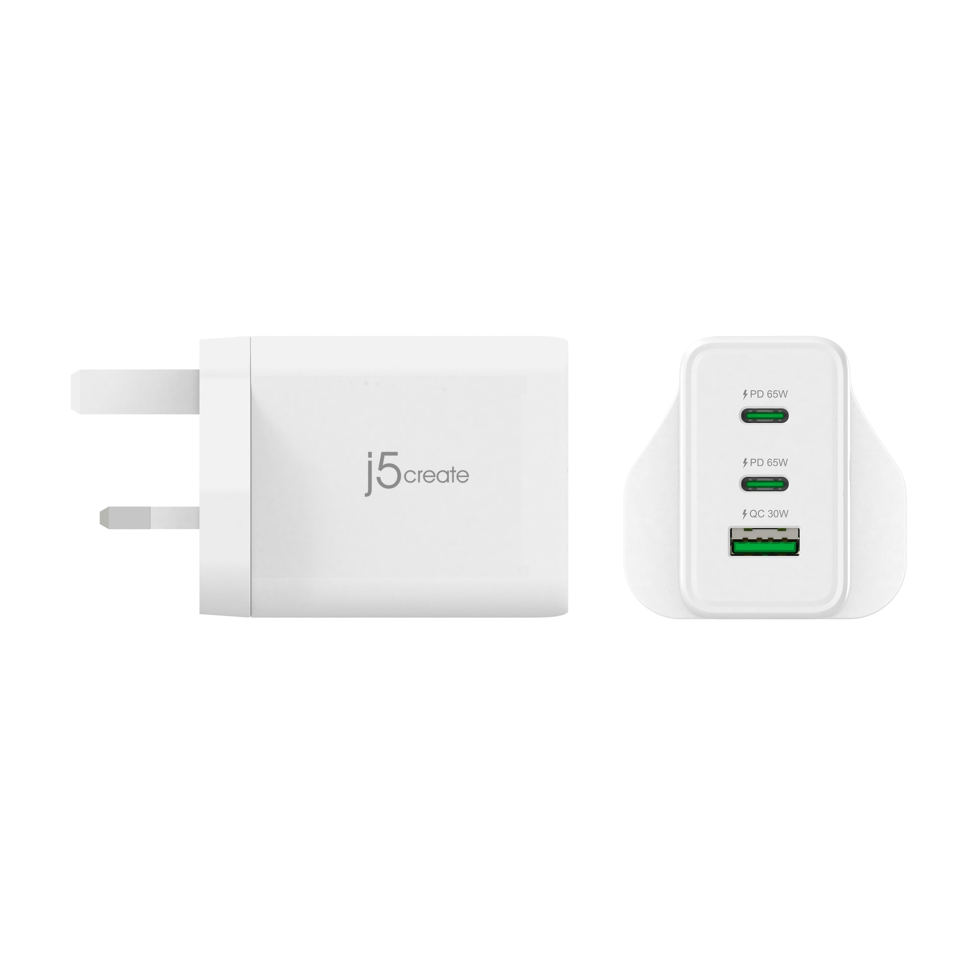 j5create Ladegerät (UK) – 65 W, 3× USB-C, GaN