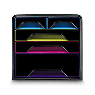 CEP Smoove Gloss 7-213 Schubladenelement – 5 Schubladen, für C4, schwarz/mehrfarbig