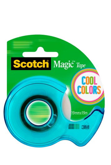 Scotch Handabroller Cool Color 122-COL – für Klebeband bis 19 mm × 19 m, inkl. 1 Rolle Magic 19 mm × 19 m