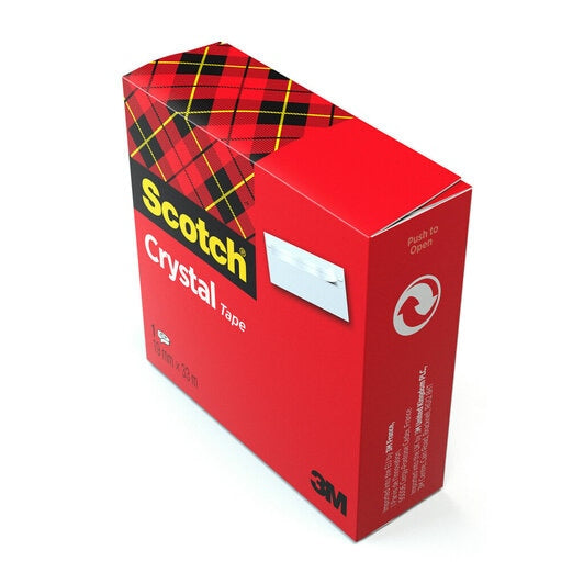 Scotch Büro-Klebeband Crystal – permanent, Kunststoff, 19 mm × 33 m, Kern Ø 25 mm