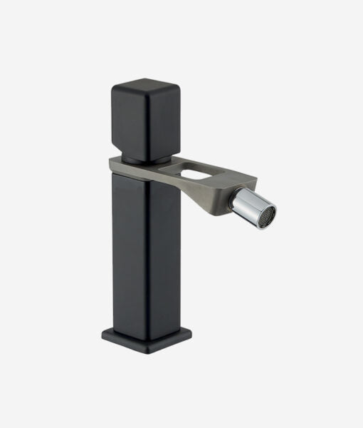 Webert ONE-X Bidetbatterie – Anschluss 3/8", Höhe 190 mm, Schlauch 0,5 m, Schwarz/Edelstahl, für Bidet