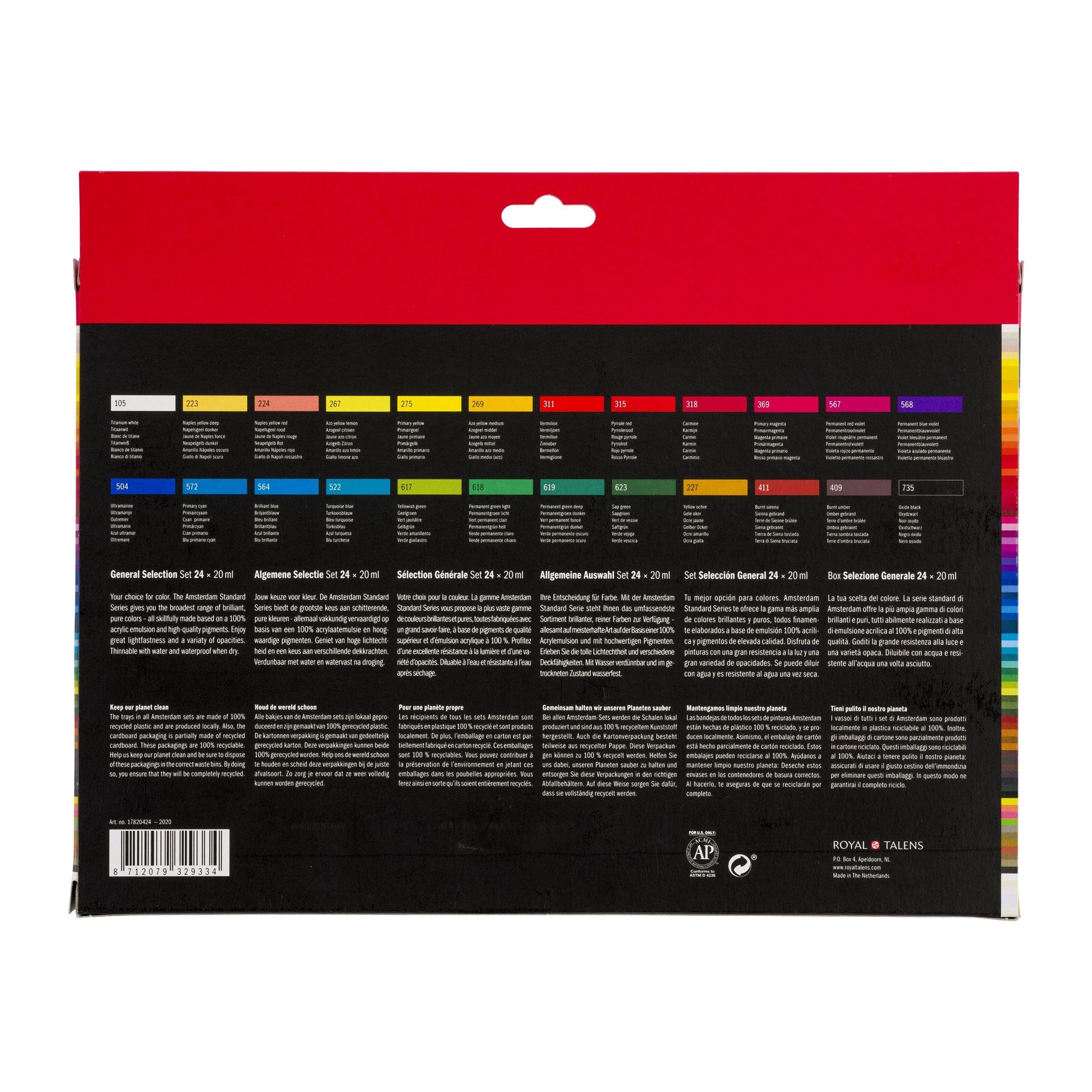 Royal Talens Amsterdam – Acryl Standard – Acrylset – 24 Farben, 24 × 20 ml