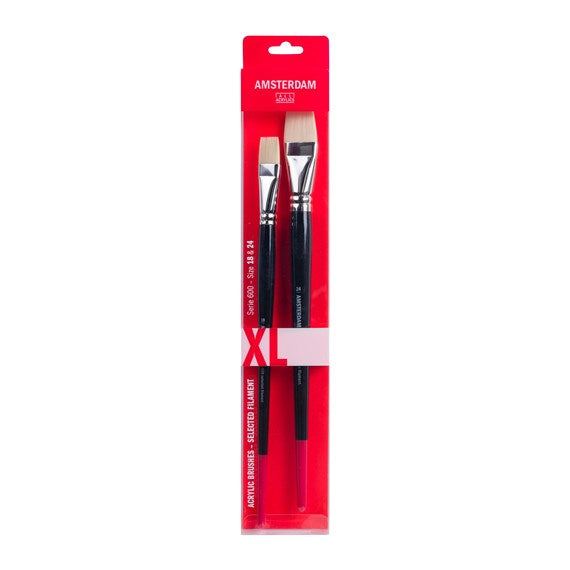 Royal Talens AMSTERDAM – Serie 600 – Pinsel-Set – Flachpinsel, Synthetisch, Sortierte Grössen, 2er-Set