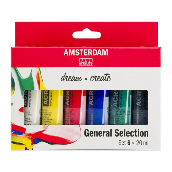 Royal Talens Amsterdam – Acryl Standard – Acrylfarbe – Set – 6 Farben, 6 × 20 ml
