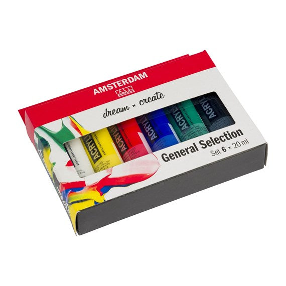Royal Talens Amsterdam – Acryl Standard – Acrylfarbe – Set – 6 Farben, 6 × 20 ml
