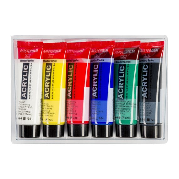 Royal Talens Amsterdam – Acryl Standard – Acrylfarbe – Set – 6 Farben, 6 × 20 ml