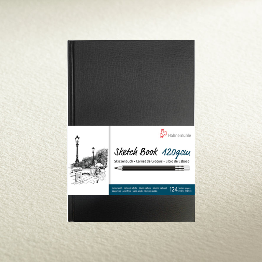 Hahnemühle Skizzenbuch – A4 – 120 g/m² – 64 Blatt – Schwarz – für Bleistift, Kohle & Tusche