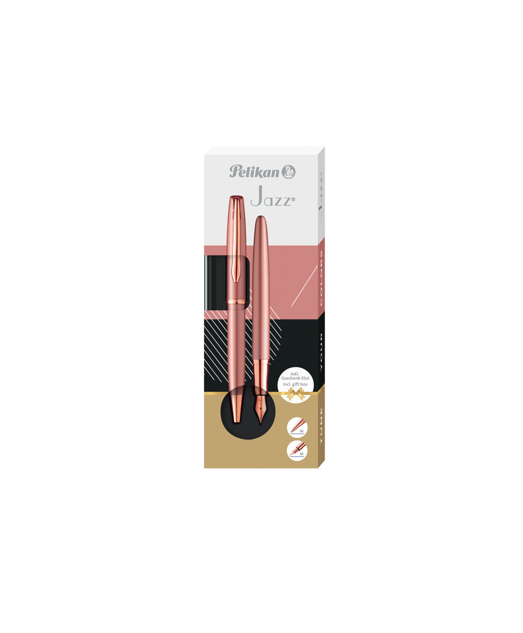 Pelikan Jazz Noble Elegance Schreibgeräte-Set – Kugelschreiber + Füllfederhalter – Mittel – Blau – Rosé