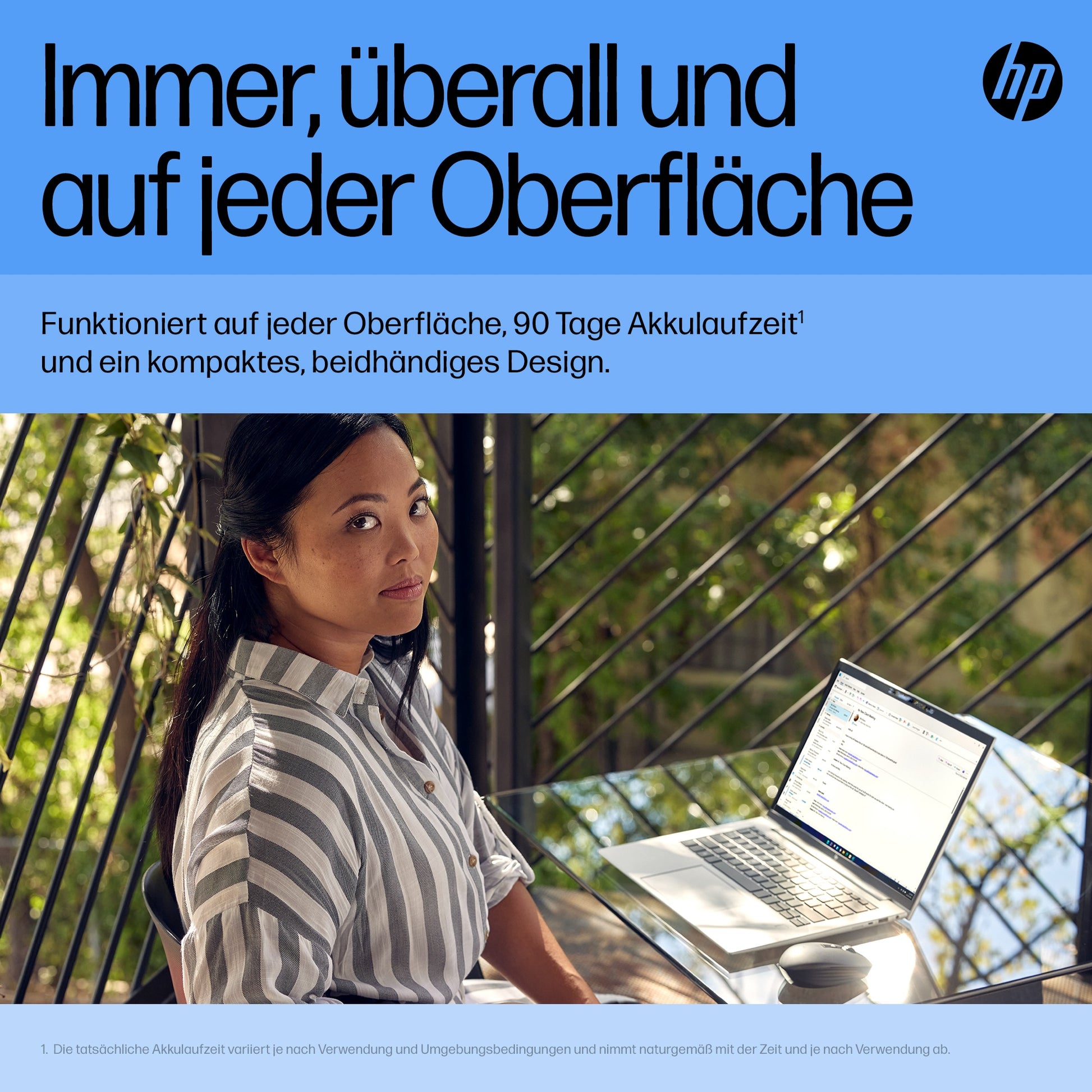 HP 710 Maus – kabellos, 3'000 dpi, 7 Tasten, beidhändig, wiederaufladbar, Silent-Tasten, schwarz