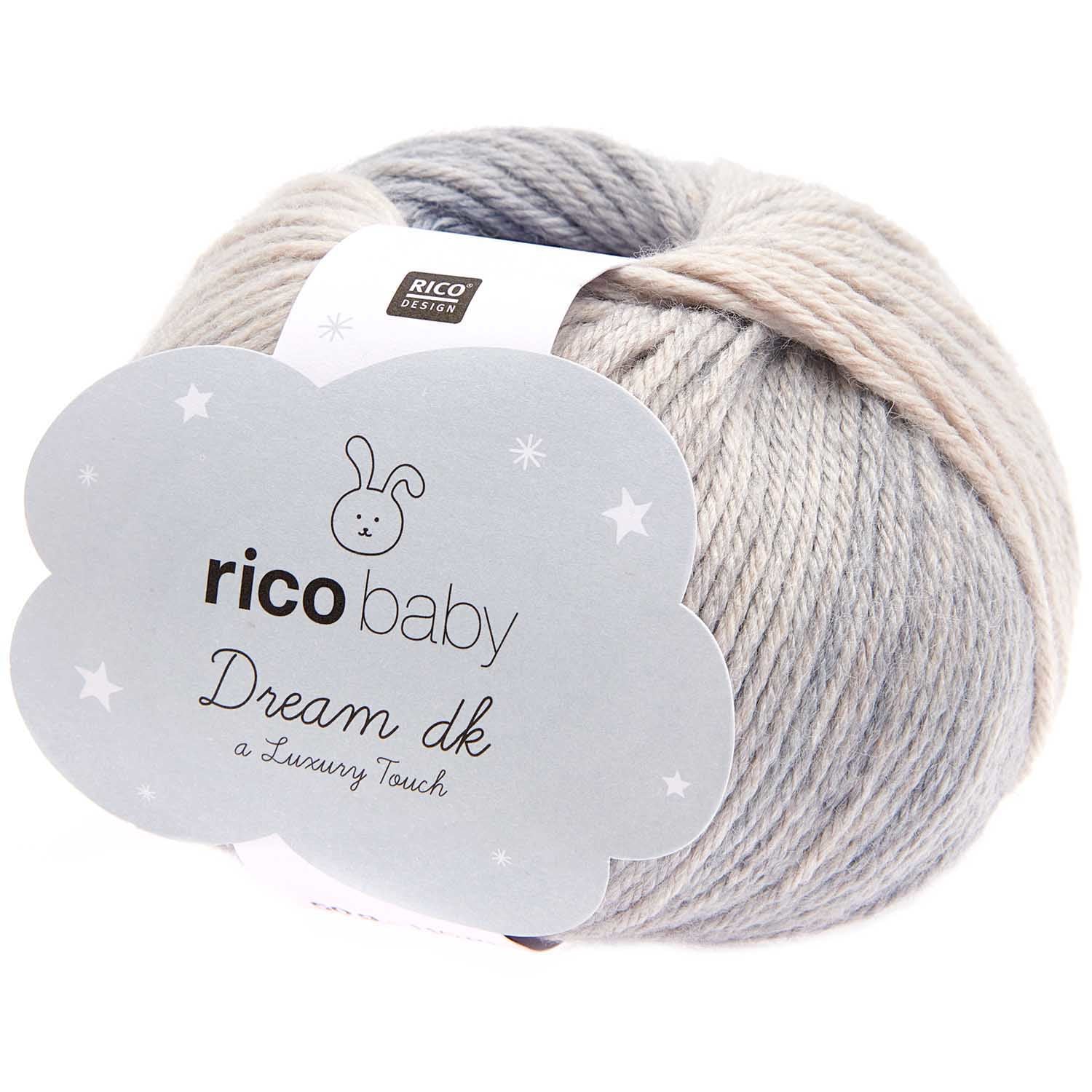 Rico Design Baby Dream DK Luxury Touch Garn Steingrau – 50 g, 115 m, Nadel 3,5 mm, 50% Polyacryl/50% Polyamid