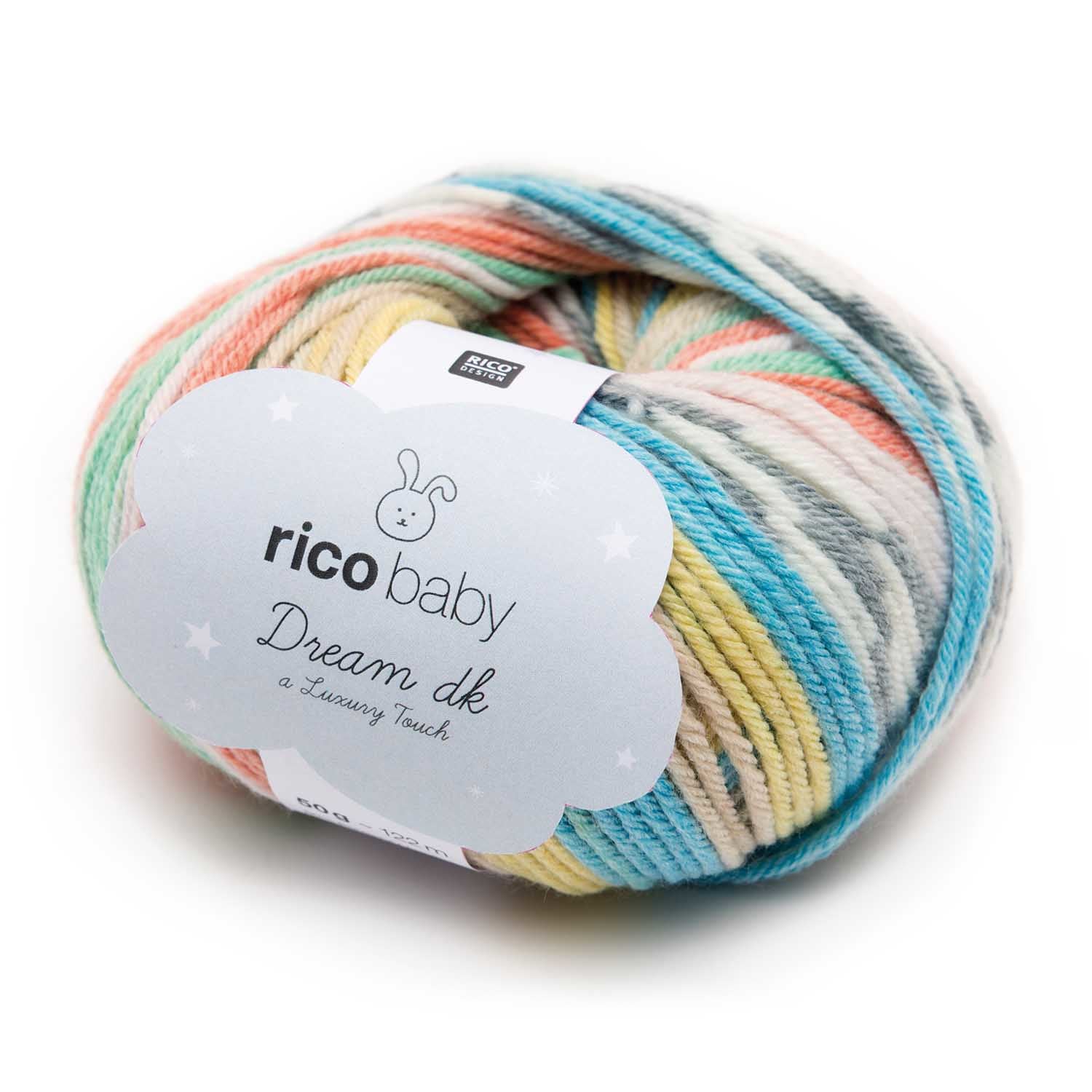 Rico Design Baby Dream DK Luxury Touch Garn Mehrfarbig – 50 g, 115 m, Nadel 4 mm, 50% Polyamid/50% Polyacryl