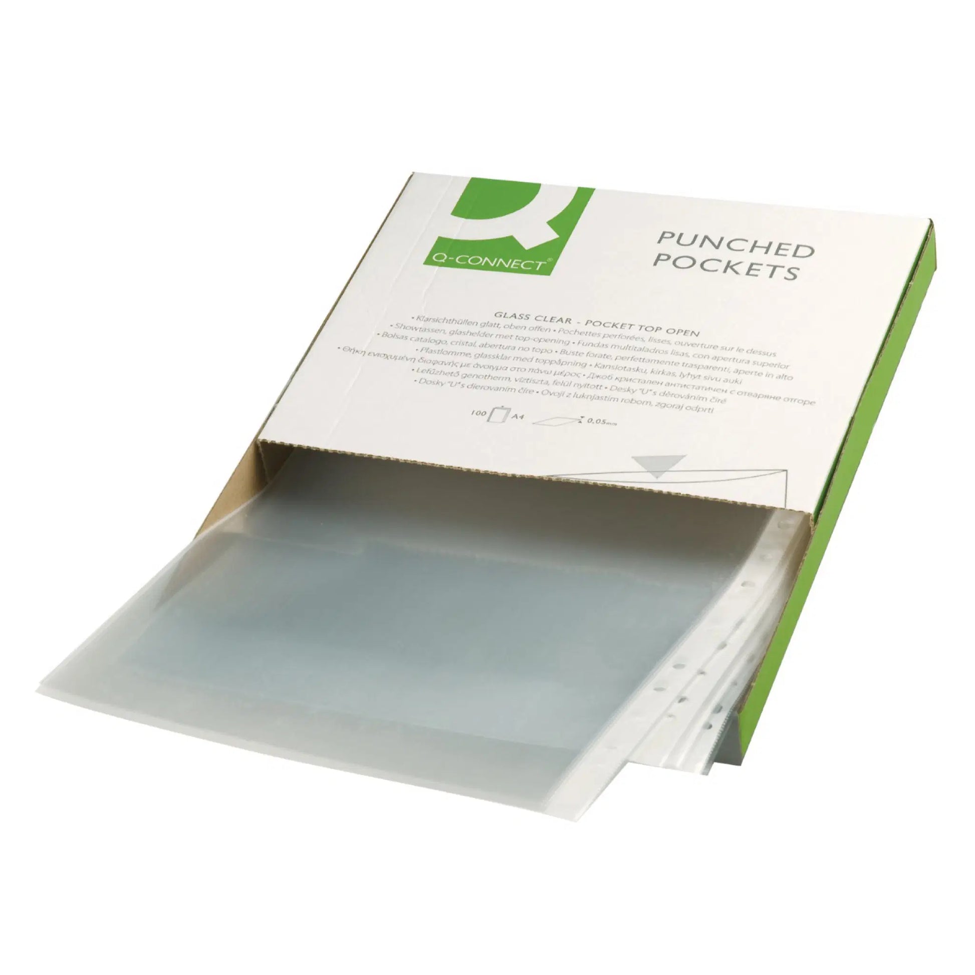 Q-CONNECT Sichtmappe A4 – transparent, Polypropylen, glänzend, 50 µm, 100er-Pack