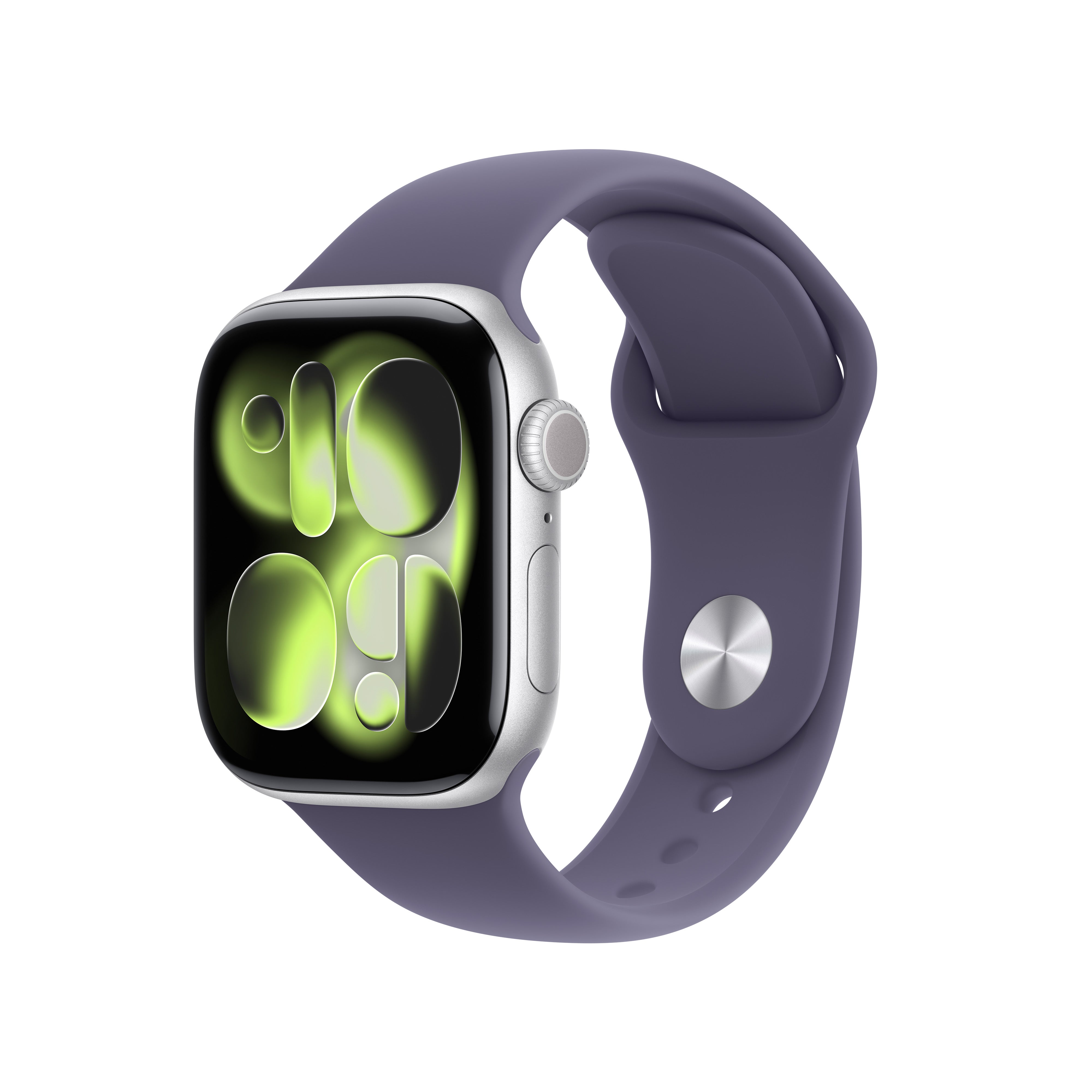 Apple Watch Series 11 42 mm GPS – Aluminium Silber, Sportarmband Purple Fog, S/M, 50 m, für iPhone