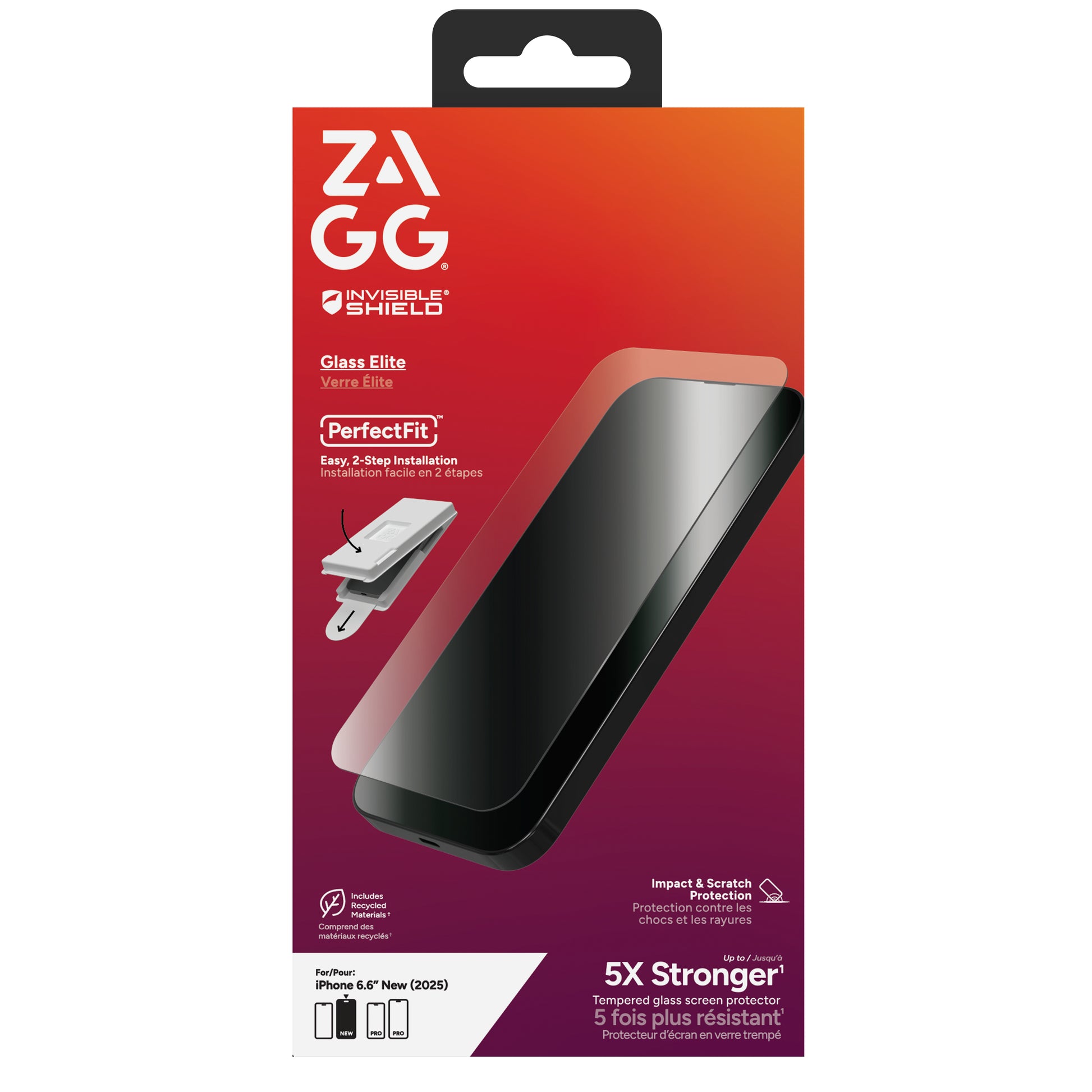 ZAGG Displayschutz Glass Elite – für Apple iPhone – Gehärtetes Glas