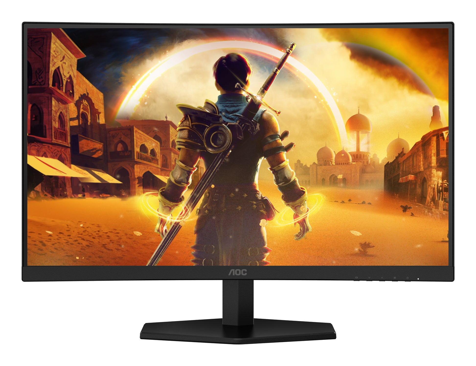 AOC C27G42E – Monitor, 27", 180 Hz, 300 cd/m², Gebogen, Adaptive Sync, Lautsprecher, VESA 100 × 100, Schwarz
