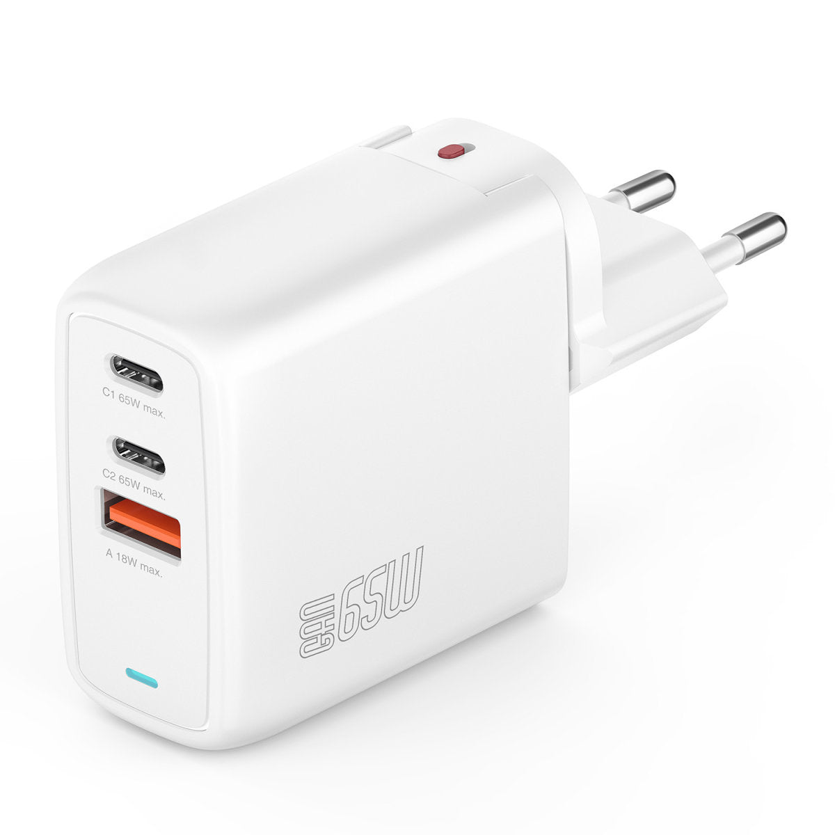 4smarts Flex USB-Ladegerät 65 W – PD, GaN – USB-C×2, USB-A×1 – für Smartphones und Ähnliche – weiss