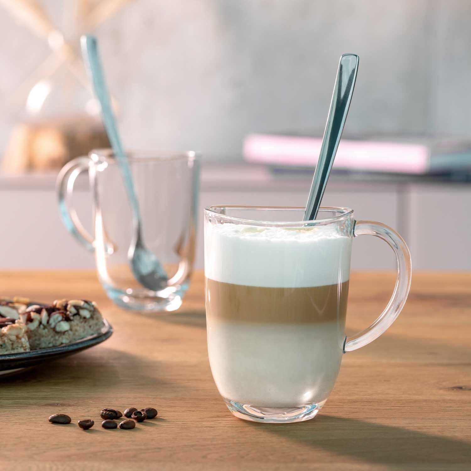 LEONARDO Latte Macchiato Tasse Napoli – 4er Set, 380 ml, Ø 8,2 cm, Kalk-Natron-Glas, spülmaschinenfest