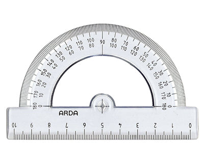 ARDA Wandtafel-Winkel 180° – 10 × 10 cm, Kunststoff, Transparent, Skalenfarbe Schwarz