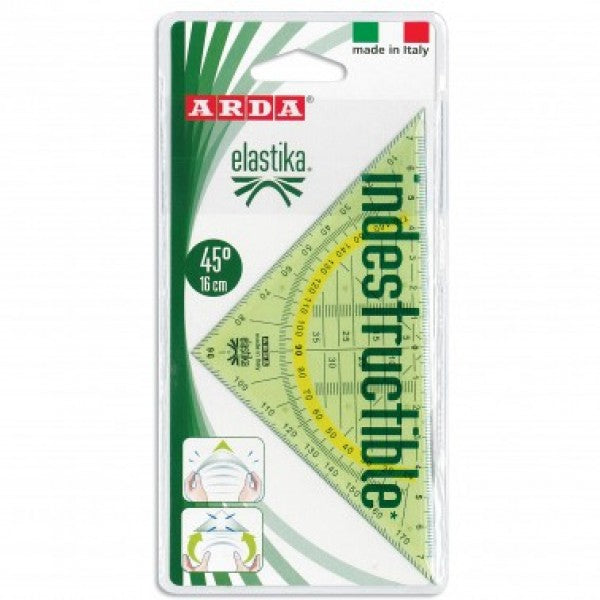 ARDA Elastika Geodreieck, 16 cm, 45° – unzerbrechlich – hellgrün-transparent