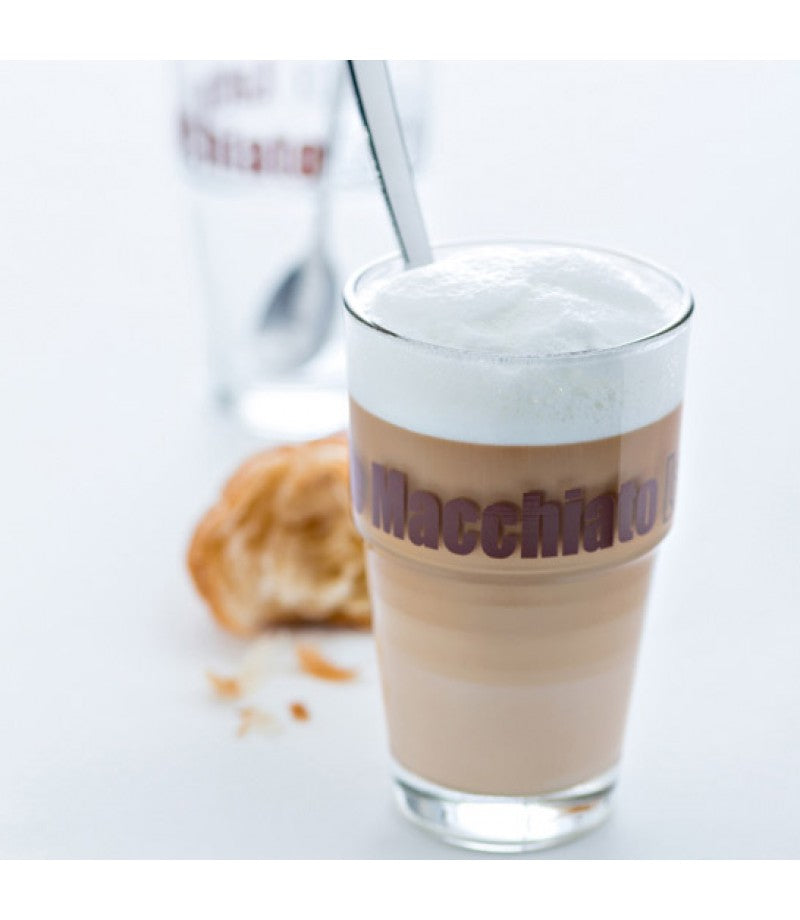 Leonardo Latte Macchiato Glas – 2er Set, 410 ml, Ø 8,4 cm, Transparent, mit Löffeln, spülmaschinenfest