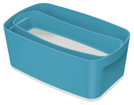 Leitz Aufbewahrungsbox – mit Deckel, stapelbar, blau, Polystyrol (PS), B 307 × H 105 × T 55 mm