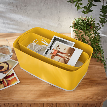 Leitz Aufbewahrungsbox – für DIN lang, gelb, Polystyrol (PS), B 307 × H 105 × T 55 mm