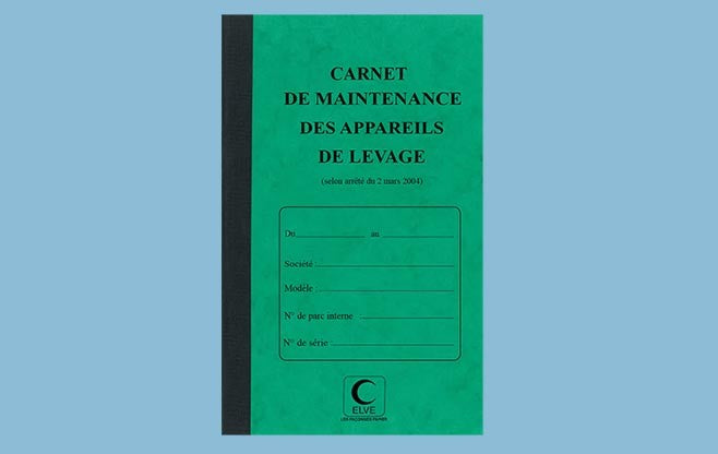 ELVE Register 'Wartungsheft für Hebezeuge' – 130 × 210 mm – 32 Seiten, Softcover, liniert