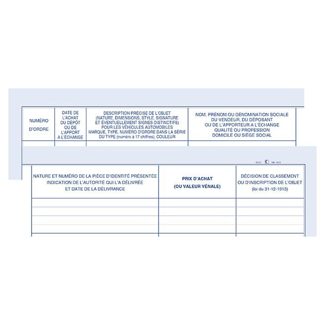 ELVE Register für bewegliche Gegenstände – 250 × 320 mm – 104 Seiten, Hardcover, liniertes Papier, 100 g/m²